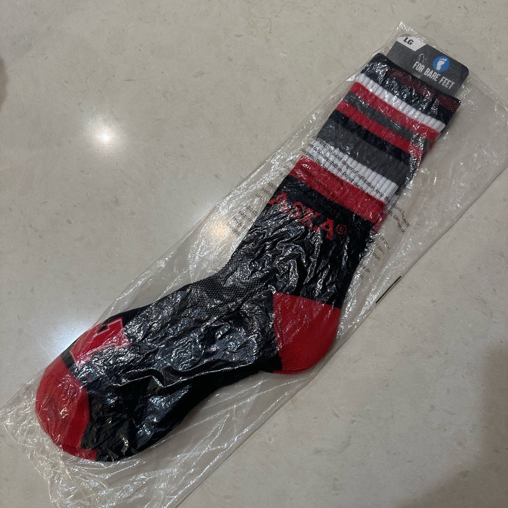 For Bare Feet Nebraska Cornhuskers Red and Black Socks Size L Large